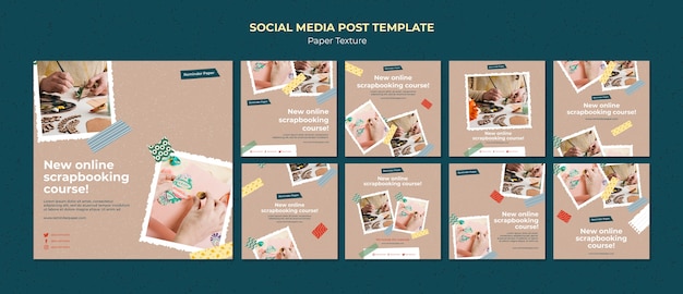 Modello di progettazione di post di instagram di struttura di carta