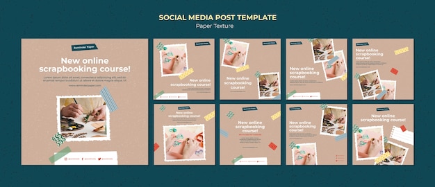 PSD gratuito modello di progettazione di post di instagram di struttura di carta