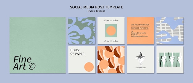 Free PSD paper texture instagram posts design template