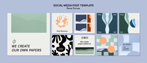 Paper texture instagram posts design template