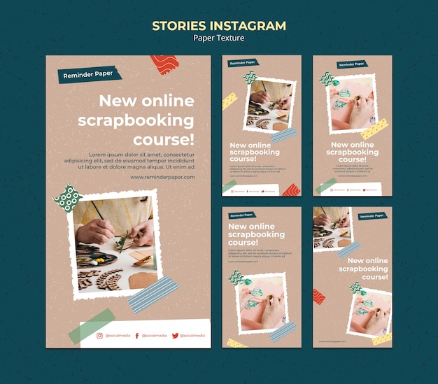 Paper texture instagram storeis design template