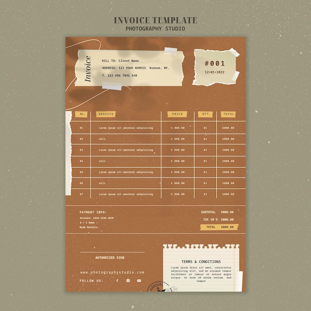 Free PSD paper texture invoice template