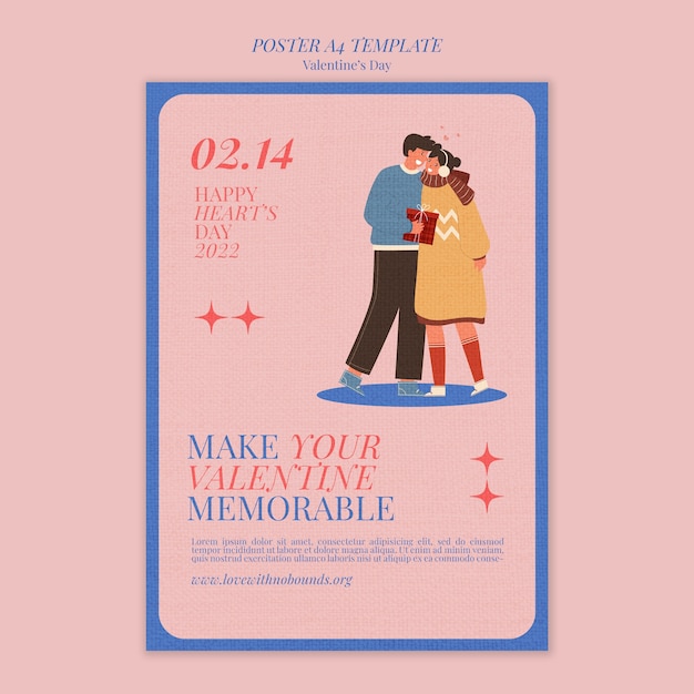 Free PSD paper texture valentines day vertical poster template