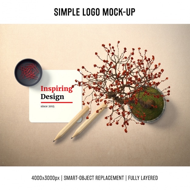 Paper with Bonsai Tree Mockup – Free PSD Template for Website Design