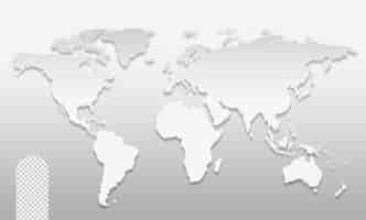 Free PSD papercut white world map