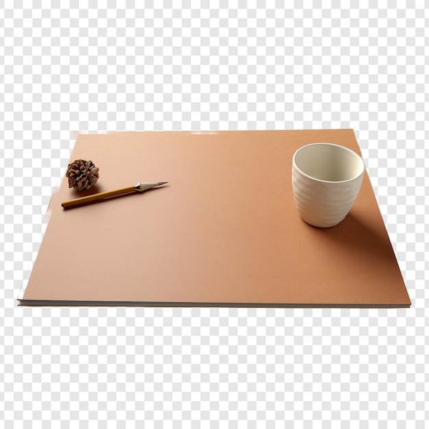 Free PSD papre craft on the table isolated on transparent background