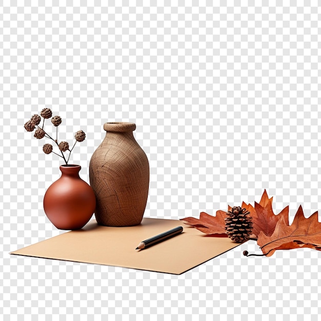 Free PSD papre craft on the table isolated on transparent background