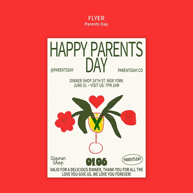 무료 PSD parents day celebration template