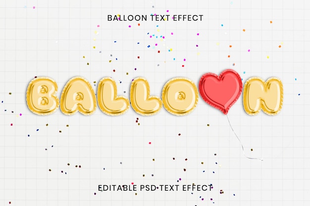 Party balloon text effect psd editable template