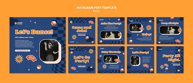 PSD gratuito set di post di instagram per la celebrazione della festa