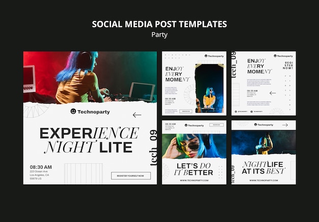 Free PSD party celebration instagram posts template