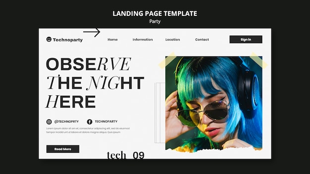 Free PSD party celebration landing page template