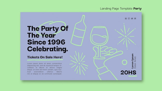 Free PSD party celebration landing page template