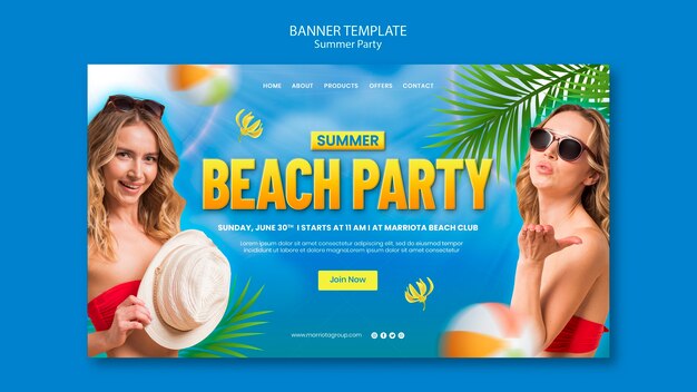 Party celebration landing page template