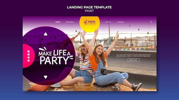 Free PSD party celebration web template