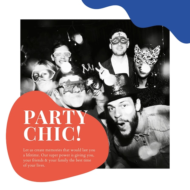 Free PSD party chic ad template psd event organizing social media post