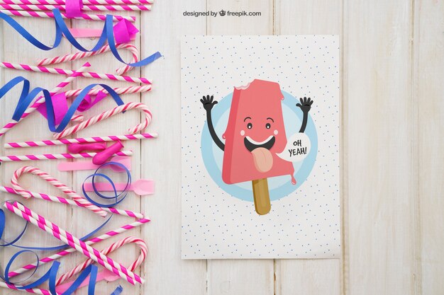 Party composition with greeting card