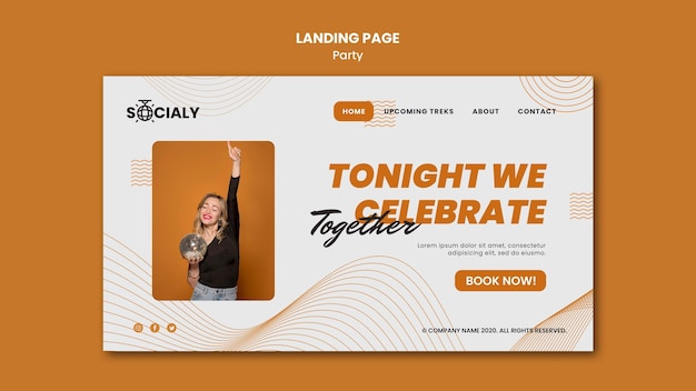Free PSD party concept landing page design