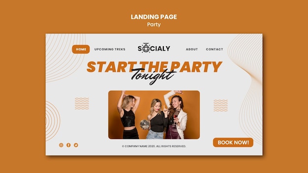 Free PSD party concept landing page style