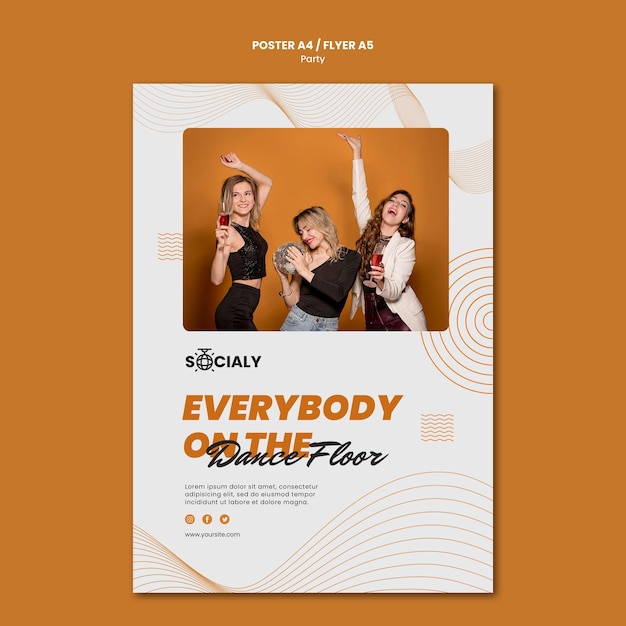 Free PSD party concept poster template design