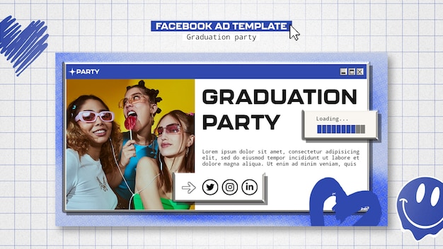 PSD gratuito modello di facebook per l'intrattenimento delle feste