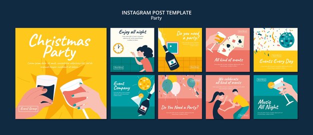 Free PSD party entertainment instagram posts template