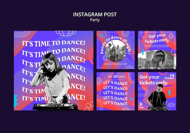 Free PSD party entertainment  instagram posts