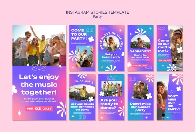 Бесплатный PSD Истории instagram для вечеринок