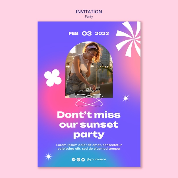 Free PSD party entertainment invitation template