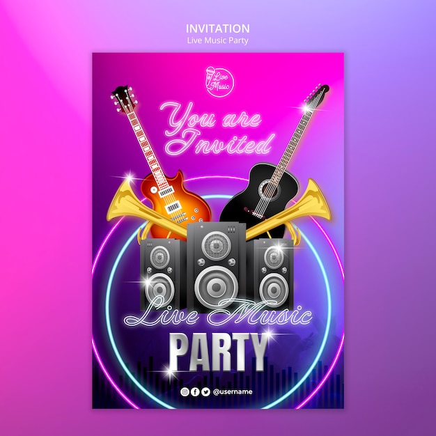 Free PSD party entertainment invitation template