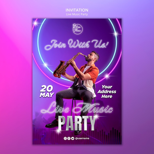 Free PSD party entertainment invitation template