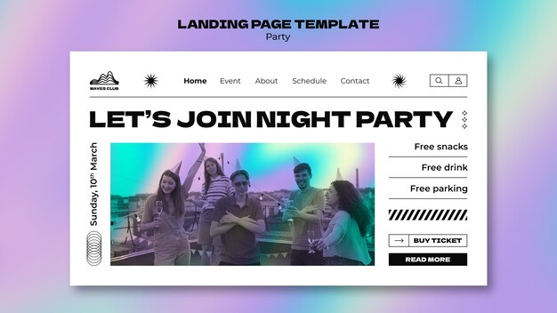 Free PSD party entertainment landing page template