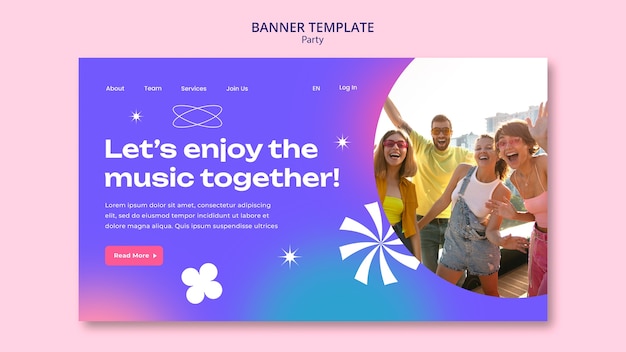 Free PSD party entertainment landing page