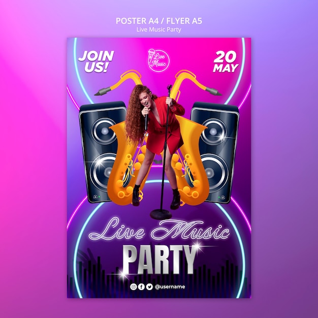 Free PSD party entertainment poster template