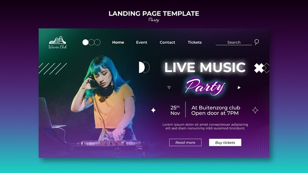 Party event landing page template