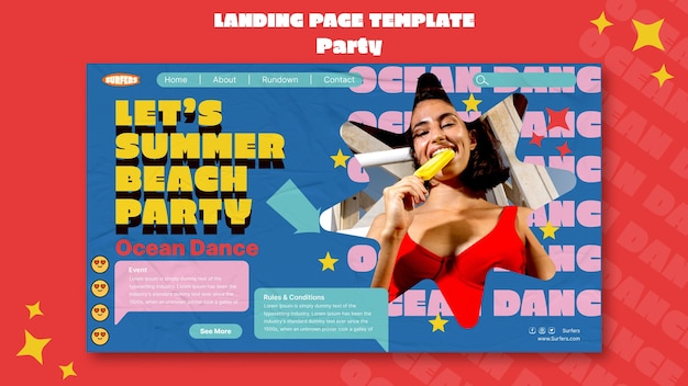 無料PSD パーティーの楽しみのランディング ページ テンプレート
