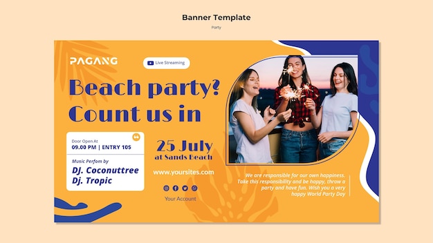 Party live streaming horizontal banner