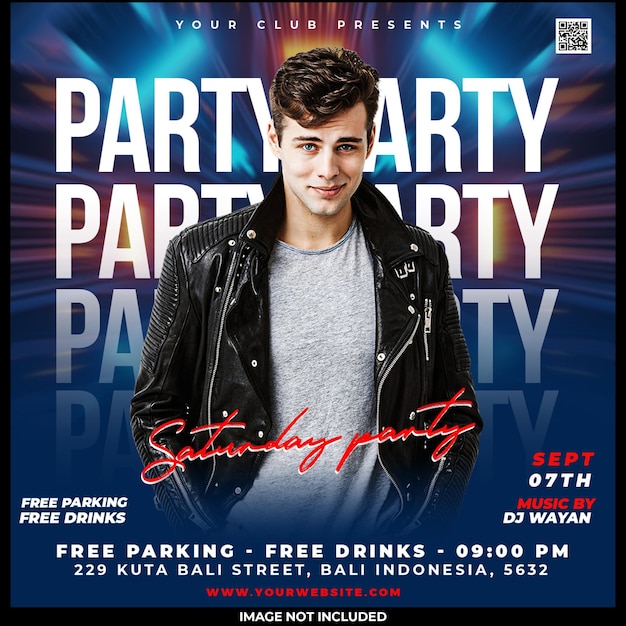 PSD gratuito party night club social media post template design