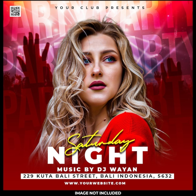 PSD gratuito party night club social media post template design