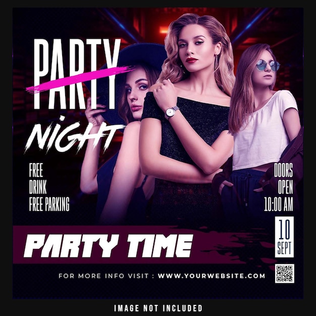 Free PSD party night social media post template