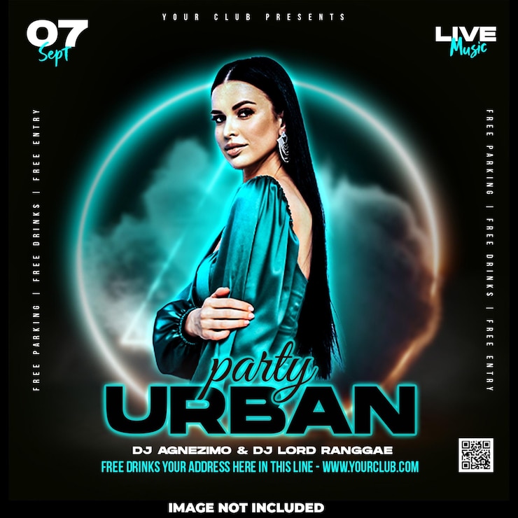 Free PSD party night social media template design post