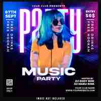 Free PSD party night social media template design