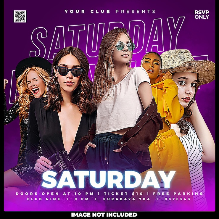 Free PSD party night social media template design