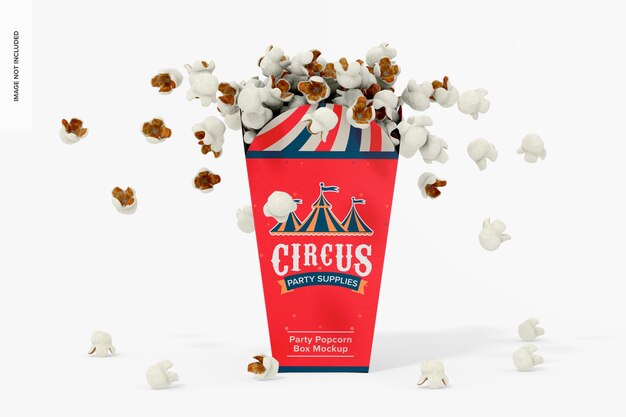 Party Popcorn Box Mockup Front View