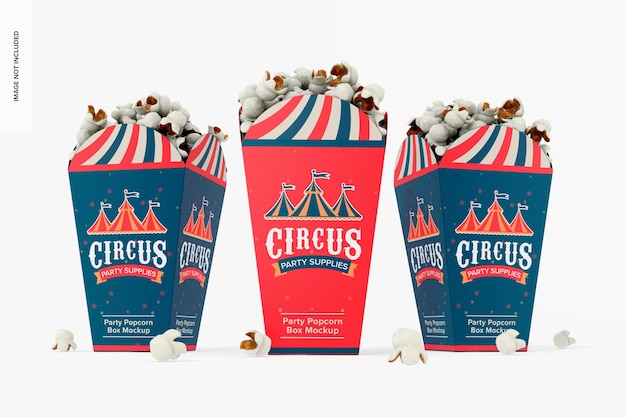 Party Popcorn Box Set Mockup