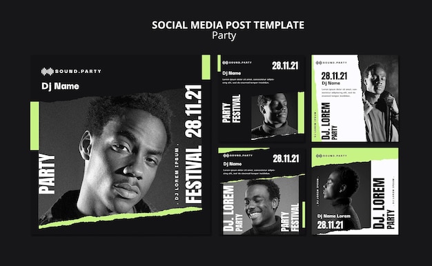 Free PSD party social media post template design