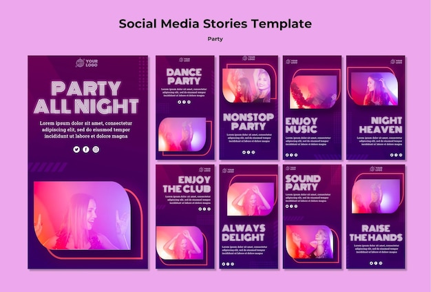 Free PSD party social media stories template