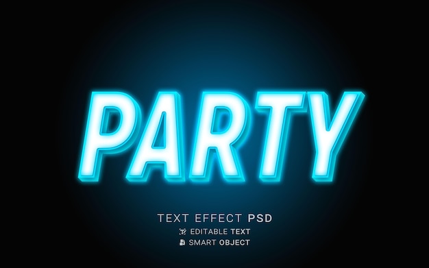 Party text effect neon