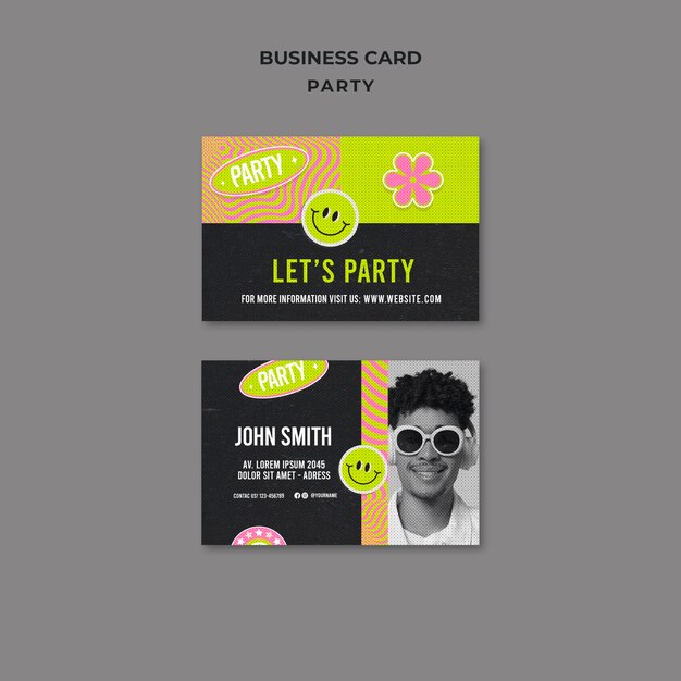 Free PSD party time business card template