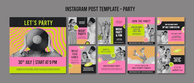 無料PSD パーティータイムのinstagram投稿テンプレート